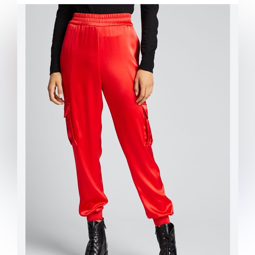 Alice + Olivia Cargo Pants Vibrant Red Women's Joggers Size M NWOT